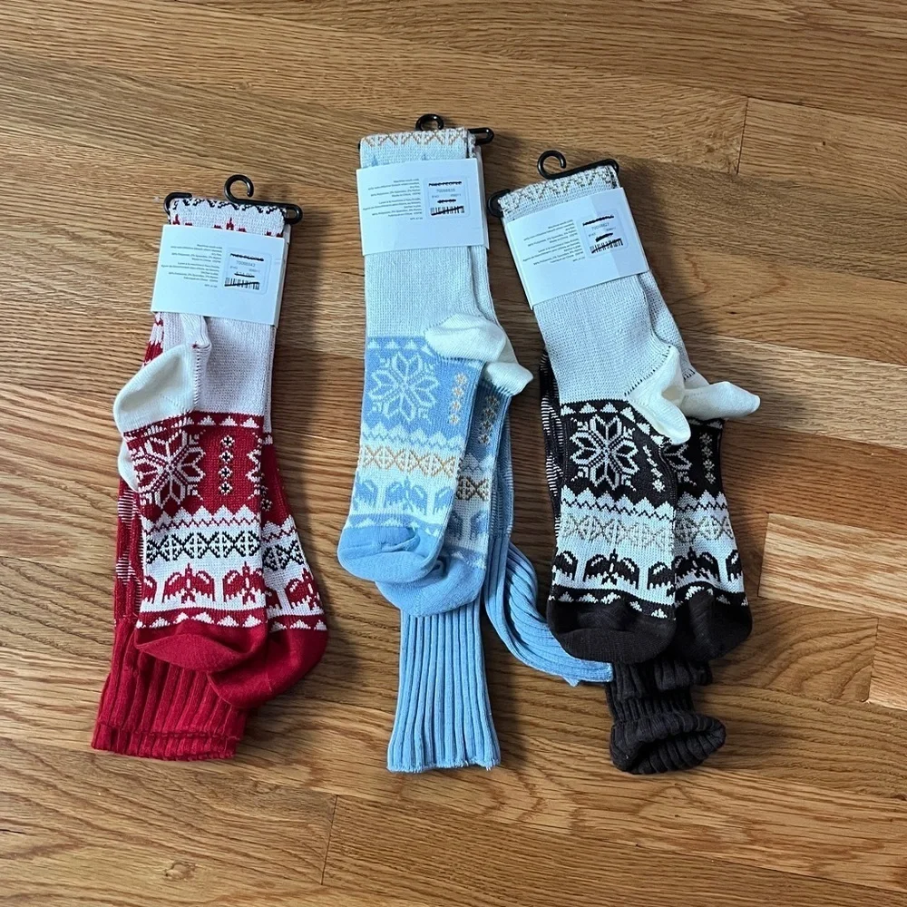 free People Sparrow Over The Knee Socks Sweater Print, 3 Pairs, NWT